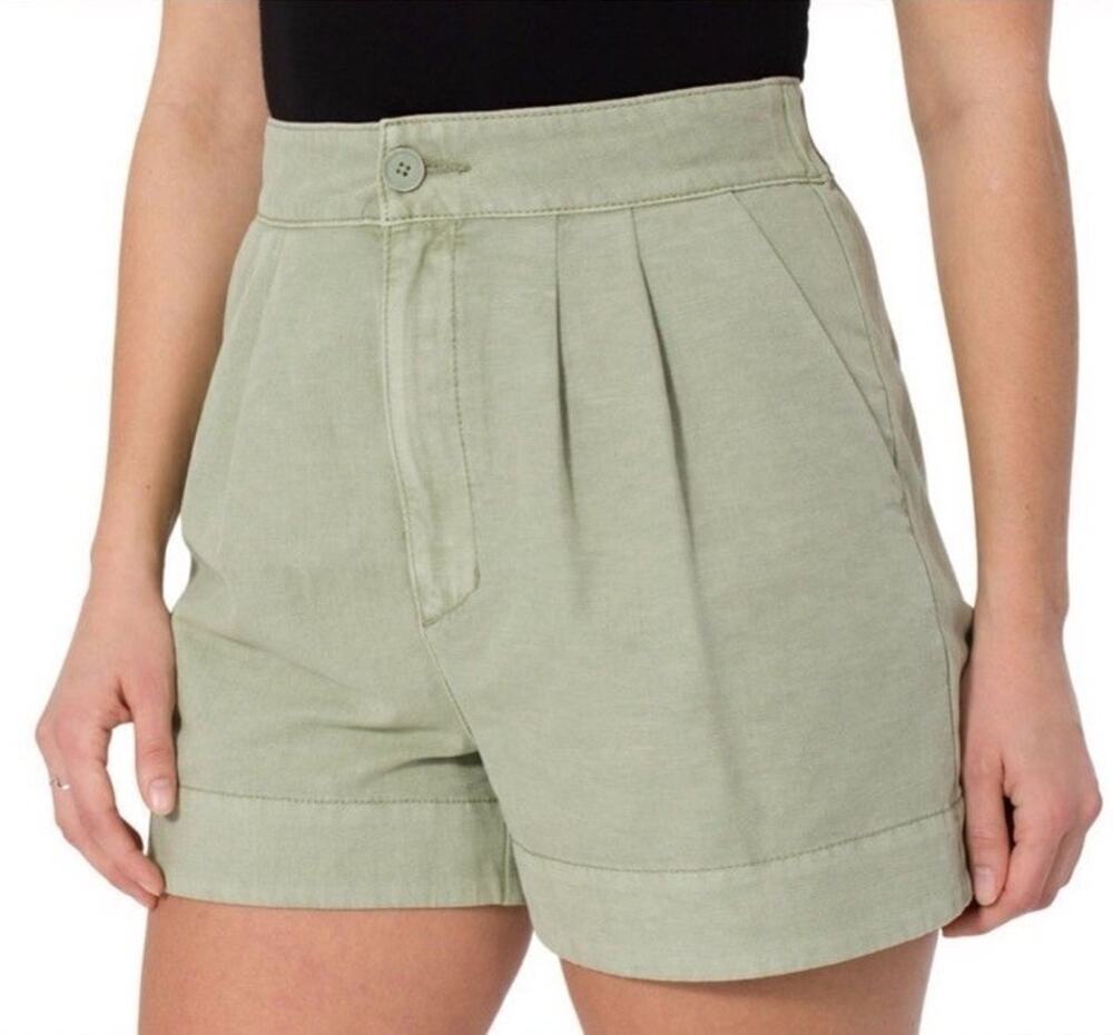 Joie Pleated Shorts Women’s Sz L Cotton Linen Blend Faded Cactus High Waisted